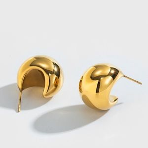 18K Gold Lightweight Earrings*High Gloss Finish*Chunky Earrings*Waterproof